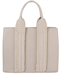 Stitch Detail Soft Leather Handle Tote CMS055-Z GRAY